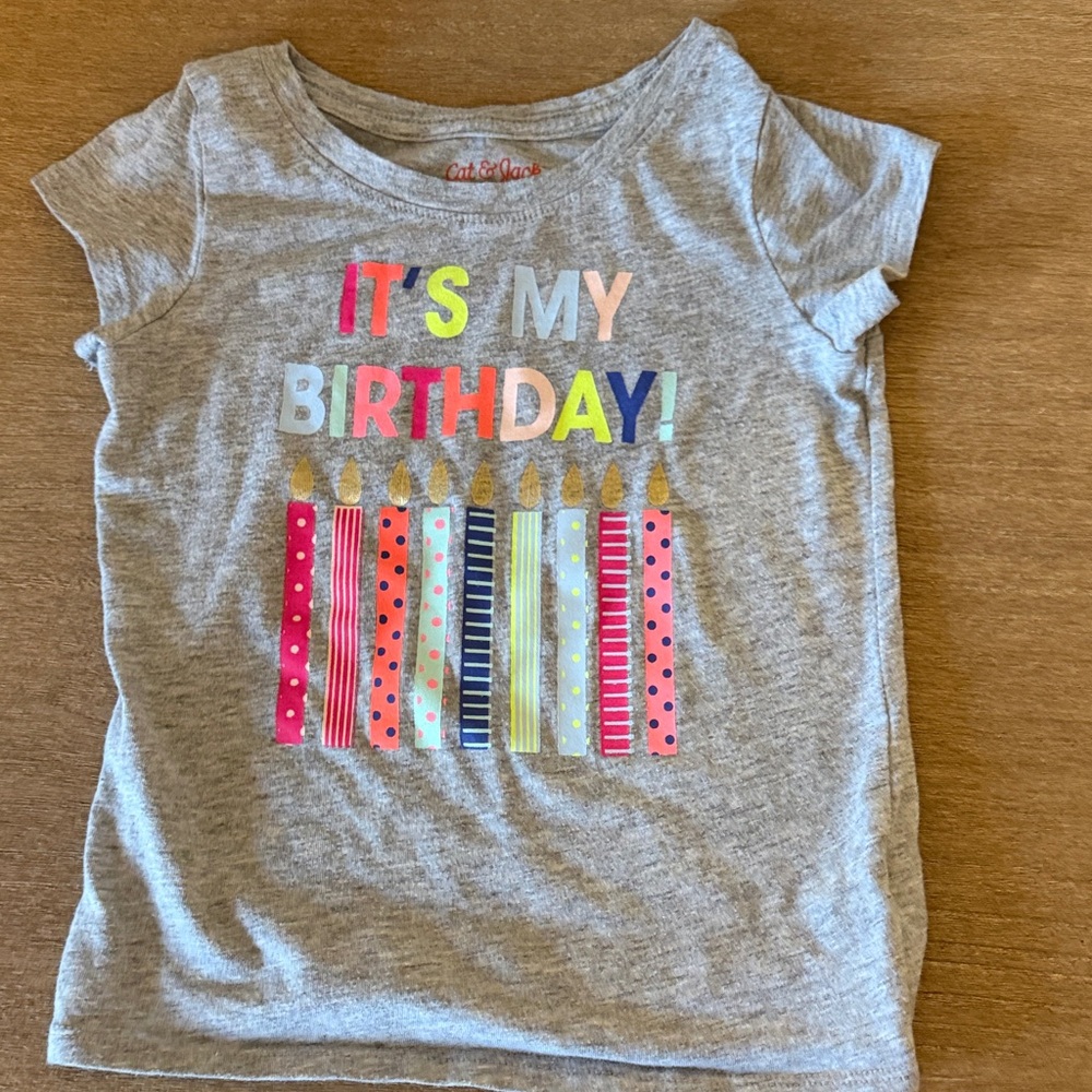 Cat & Jack Gray Birthday Candle Kids T-Shirt